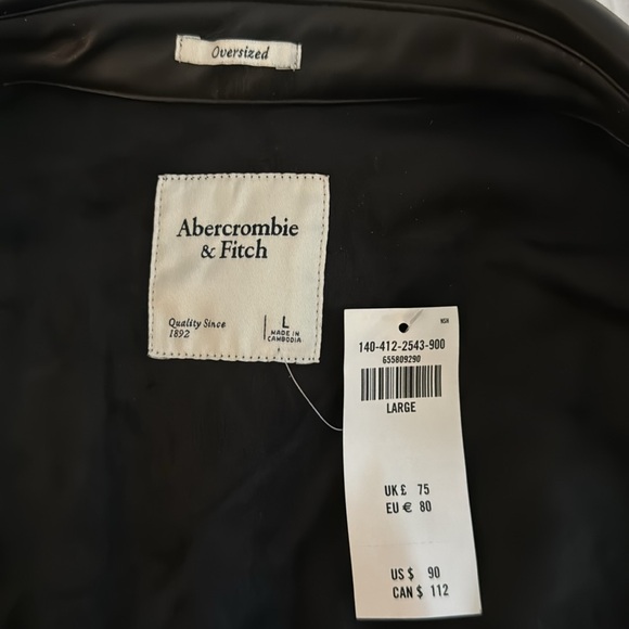 Black Abercrombie oversized leather jacket - Picture 3 of 3